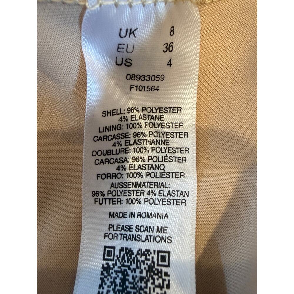 NWT ASOS Size US 4 Cream/Beige/Nude Buckle Strap Peplum Midi Dress - Picture 6 of 9